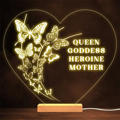 Happy Mother's Day Round & Leaves Gift Warm Lamp Night Light, Mother's Day Night Lights For Bedroom