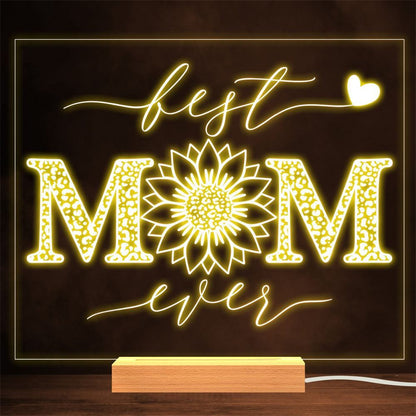 Happy Mother's Day Tattoo Style Heart Flowers Gift Lamp Night Light, Mother's Day Night Lights For Bedroom