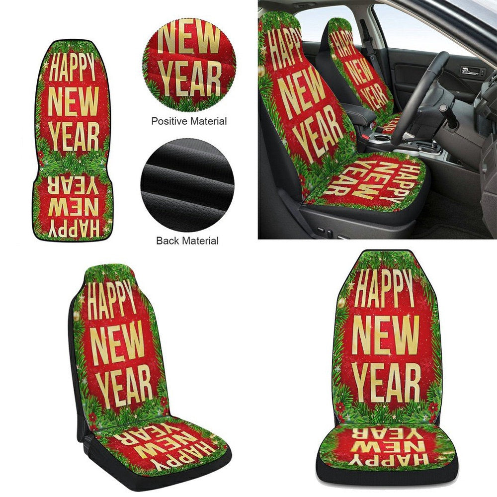Happy New Year Christmas Cars Seat Cover, Christmas Car Seat Covers, Car Decor Gift