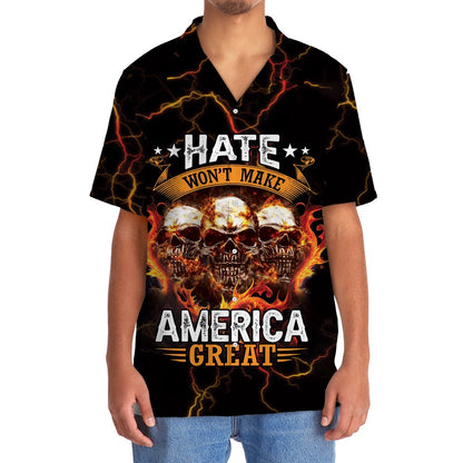Hate Won'T Make America Great Shirt, Funny Hawaiian Shirt, Usa Hawaiian Shirt, Vintage Hawaiian Shirts