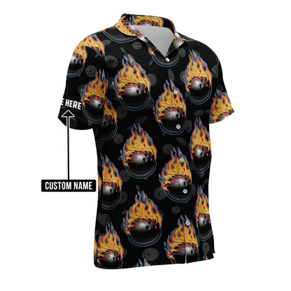 Hawaiian Bowling Shirt, Bowling Ball Flame Hawaiian Shirts, Custom Bowling Shirt, Button Up Bowling Shirts