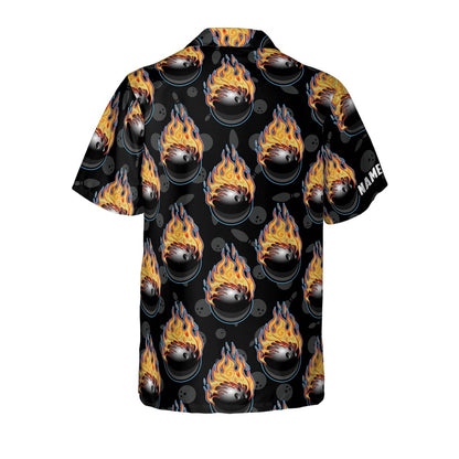 Hawaiian Bowling Shirt, Bowling Ball Flame Hawaiian Shirts, Custom Bowling Shirt, Button Up Bowling Shirts