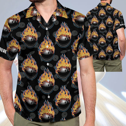 Hawaiian Bowling Shirt, Bowling Ball Flame Hawaiian Shirts, Custom Bowling Shirt, Button Up Bowling Shirts