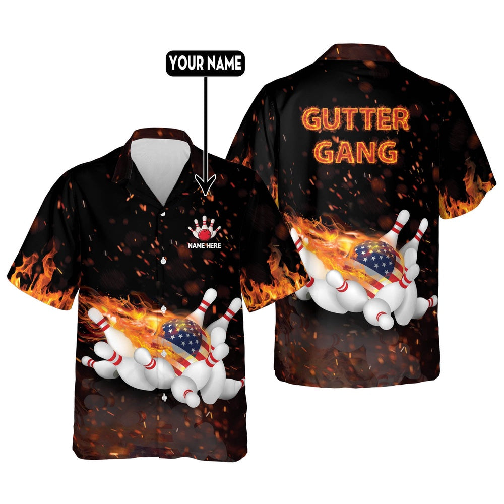 Hawaiian Bowling Shirt, Bowling Gutter Gang Hawaiian Shirt, Custom Bowling Shirt, Button Up Bowling Shirts