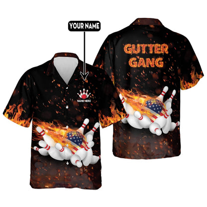 Hawaiian Bowling Shirt, Bowling Gutter Gang Hawaiian Shirt, Custom Bowling Shirt, Button Up Bowling Shirts