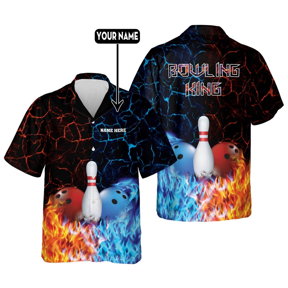 Hawaiian Bowling Shirt, Bowling King Hawaiian Bowling Shirts, Custom Bowling Shirt, Button Up Bowling Shirts