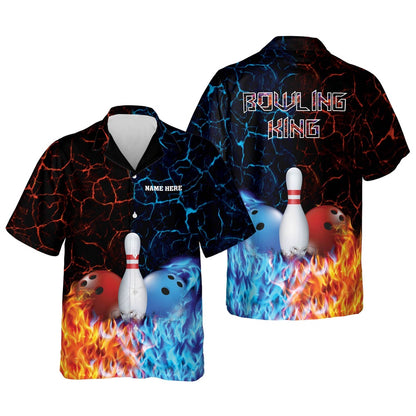 Hawaiian Bowling Shirt, Bowling King Hawaiian Bowling Shirts, Custom Bowling Shirt, Button Up Bowling Shirts