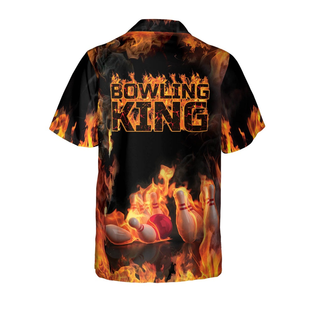 Hawaiian Bowling Shirt, Bowling King Hawaiian Shirts, Custom Bowling Shirt, Button Up Bowling Shirts