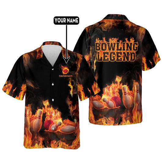 Hawaiian Bowling Shirt, Bowling Legend Hawaiian Shirts, Custom Bowling Shirt, Button Up Bowling Shirts