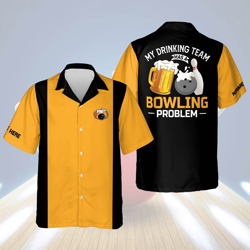 Hawaiian Bowling Shirt, Bowling Problem Hawaiian Shirt Unisex, Custom Bowling Shirt, Button Up Bowling Shirts