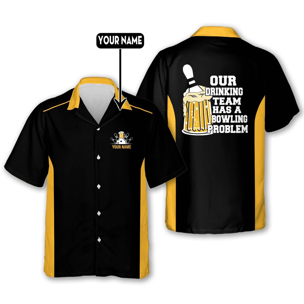 Hawaiian Bowling Shirt, Bowling Problem Hawaiian Shirts, Custom Bowling Shirt, Button Up Bowling Shirts