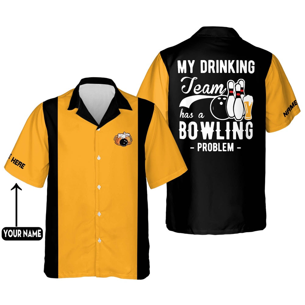 Hawaiian Bowling Shirt, Bowling Problem Men And Women, Custom Bowling Shirt, Button Up Bowling Shirts