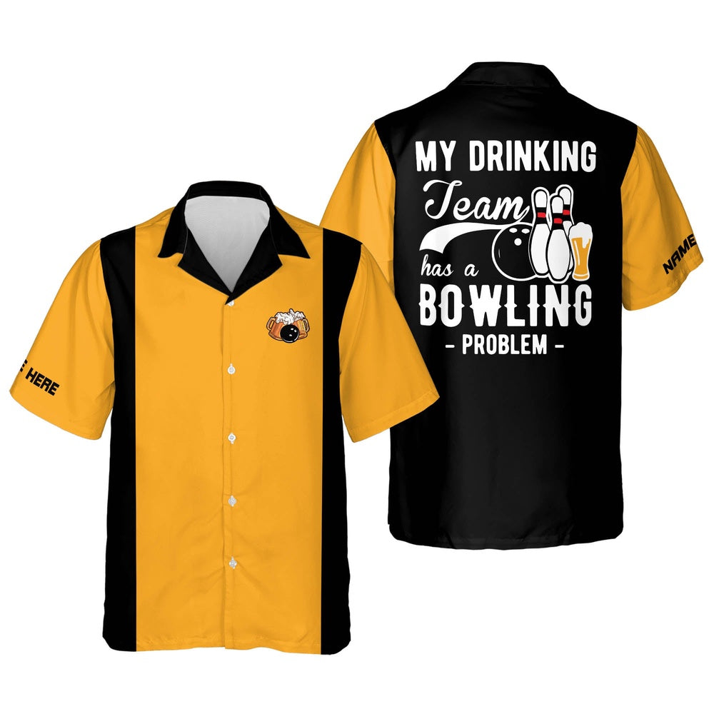 Hawaiian Bowling Shirt, Bowling Problem Men And Women, Custom Bowling Shirt, Button Up Bowling Shirts