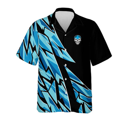 Hawaiian Bowling Shirt, Custom Blue Skull Casual Hawaiian Shirt, Custom Bowling Shirt, Button Up Bowling Shirts