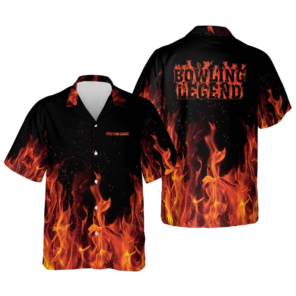 Hawaiian Bowling Shirt, Custom Flame Bowling Hawaiian Shirt, Custom Bowling Shirt, Button Up Bowling Shirts