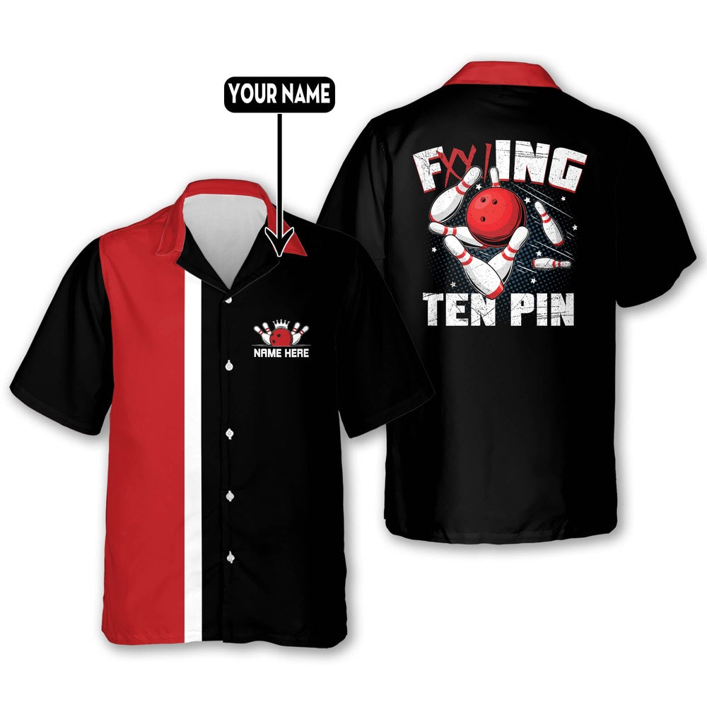 Hawaiian Bowling Shirt, Custom Funny Ten Pin Bowling Shirts, Custom Bowling Shirt, Button Up Bowling Shirts