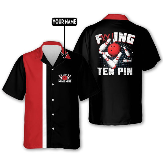 Hawaiian Bowling Shirt, Custom Funny Ten Pin Bowling Shirts, Custom Bowling Shirt, Button Up Bowling Shirts