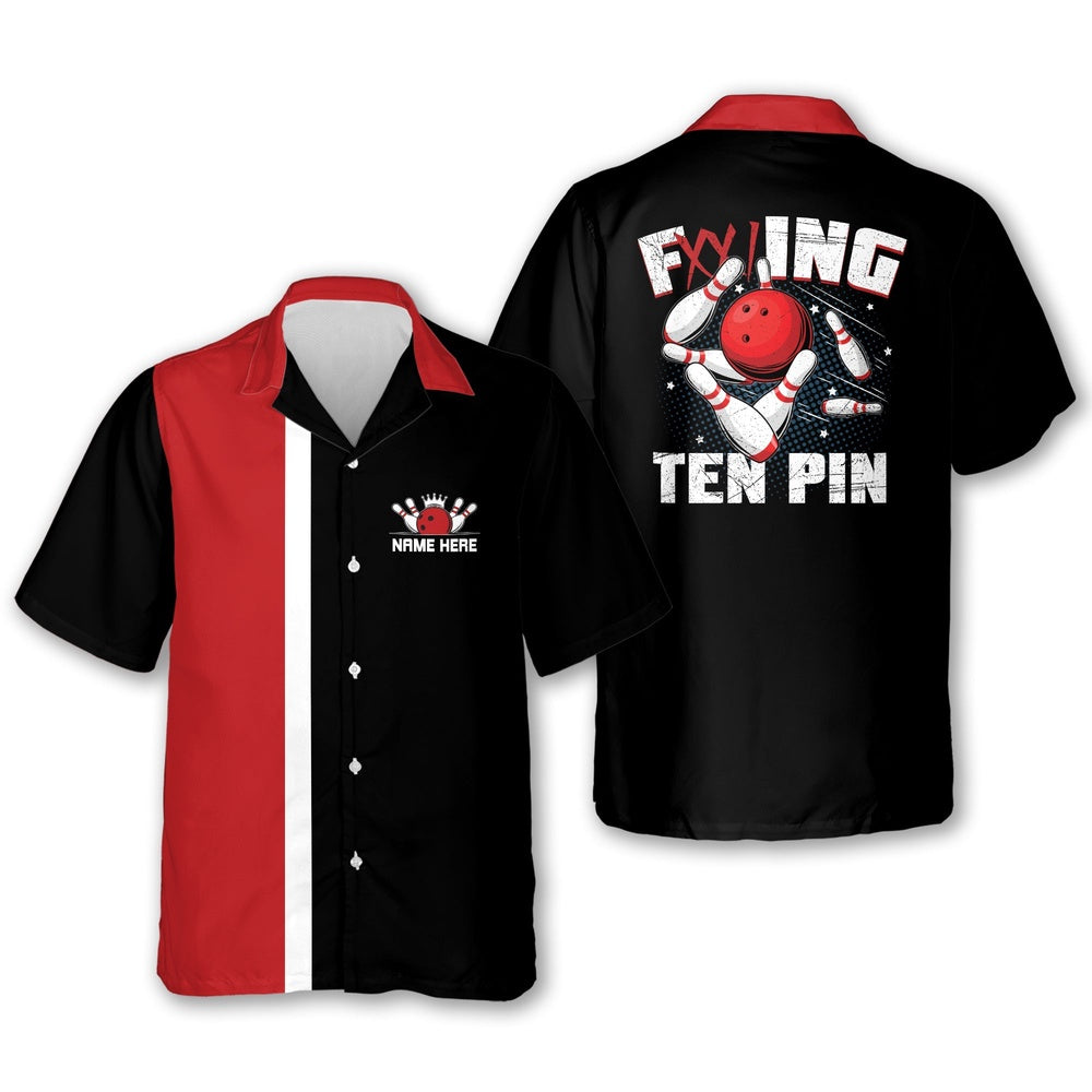 Hawaiian Bowling Shirt, Custom Funny Ten Pin Bowling Shirts, Custom Bowling Shirt, Button Up Bowling Shirts