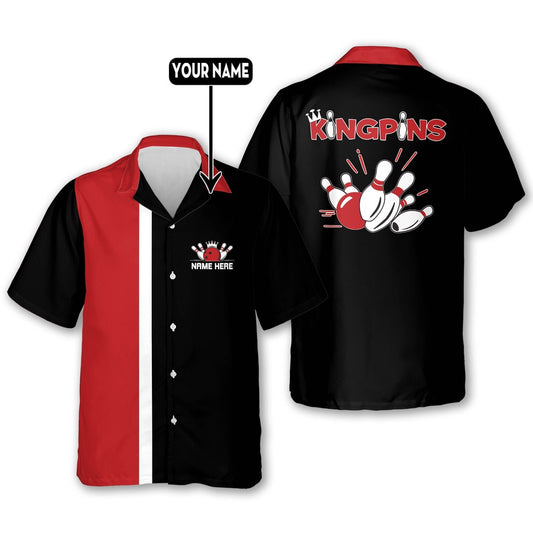 Hawaiian Bowling Shirt, Custom KingPins Funny Bowling Shirts, Custom Bowling Shirt, Button Up Bowling Shirts