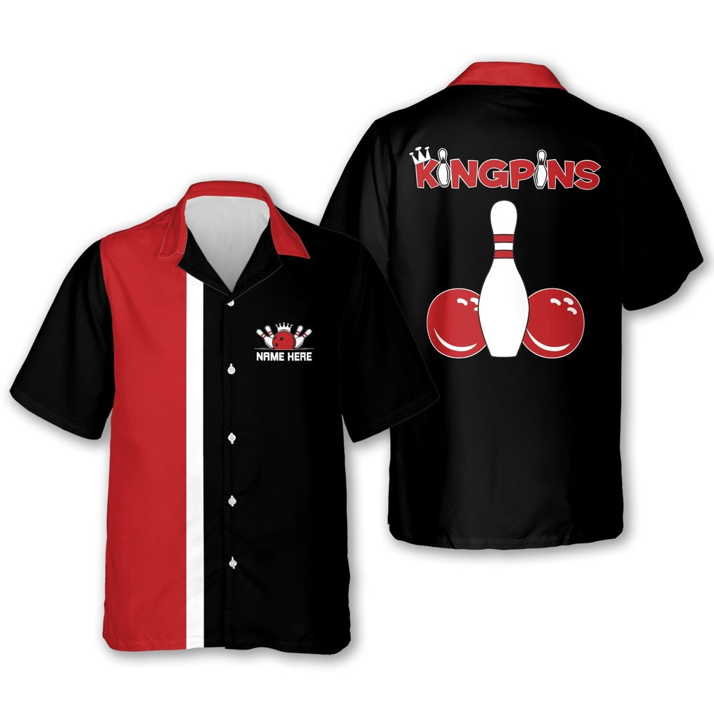 Hawaiian Bowling Shirt, Custom King Pins Bowling Shirts, Custom Bowling Shirt, Button Up Bowling Shirts