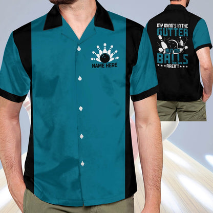 Hawaiian Bowling Shirt, Custom My Mind's in The Gutter Hawaiian Shirt, Custom Bowling Shirt, Button Up Bowling Shirts