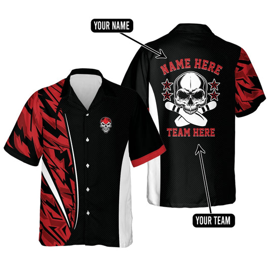 Hawaiian Bowling Shirt, Custom Skull Bowling Hawaiian Shirt, Custom Bowling Shirt, Button Up Bowling Shirts