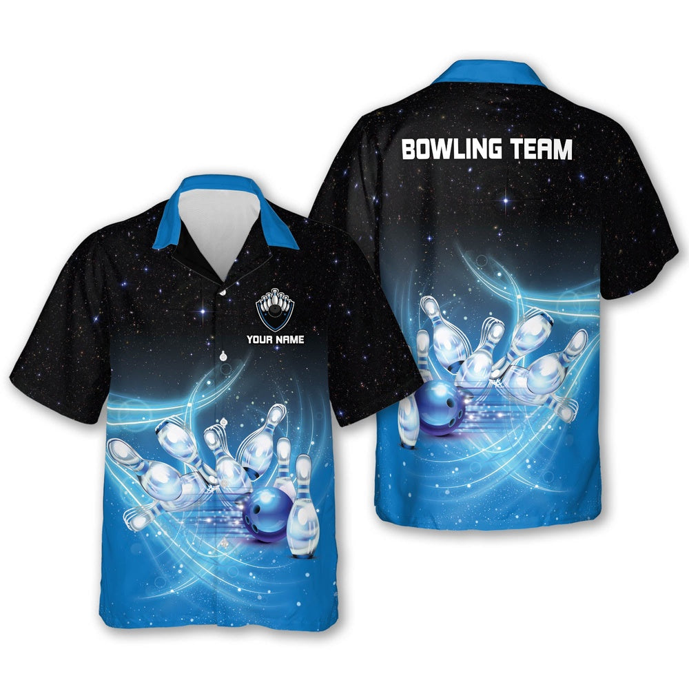 Hawaiian Bowling Shirt, Custom Team USA Bowling Button-Down Hawaiian Shirt, Custom Bowling Shirt, Button Up Bowling Shirts