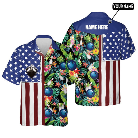 Hawaiian Bowling Shirt, Custom USA Texas Flag Hawaiian Shirts, Custom Bowling Shirt, Button Up Bowling Shirts