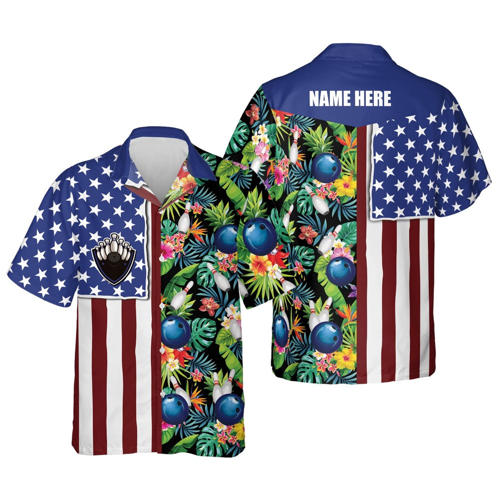 Hawaiian Bowling Shirt, Custom USA Texas Flag Hawaiian Shirts, Custom Bowling Shirt, Button Up Bowling Shirts