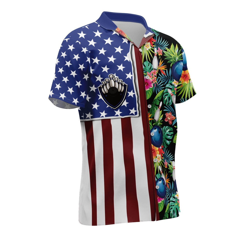 Hawaiian Bowling Shirt, Custom USA Texas Flag Hawaiian Shirts, Custom Bowling Shirt, Button Up Bowling Shirts