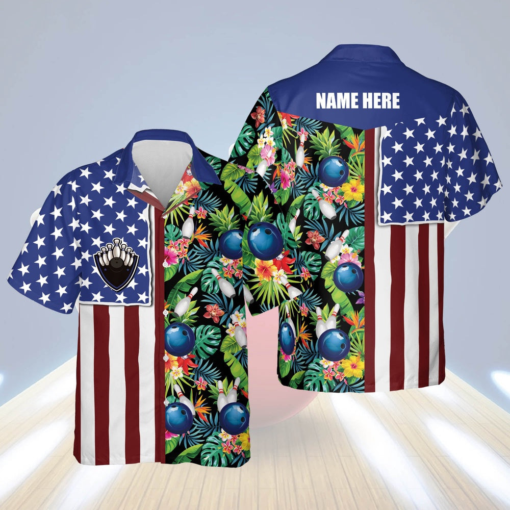 Hawaiian Bowling Shirt, Custom USA Texas Flag Hawaiian Shirts, Custom Bowling Shirt, Button Up Bowling Shirts