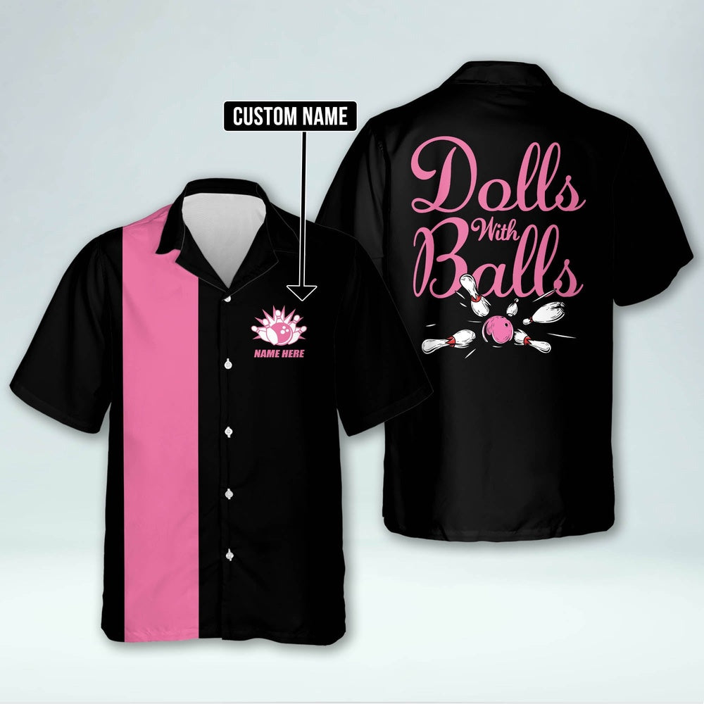 Hawaiian Bowling Shirt, Doll With Balls Hawaiian Shirts Women, Custom Bowling Shirt, Button Up Bowling Shirts