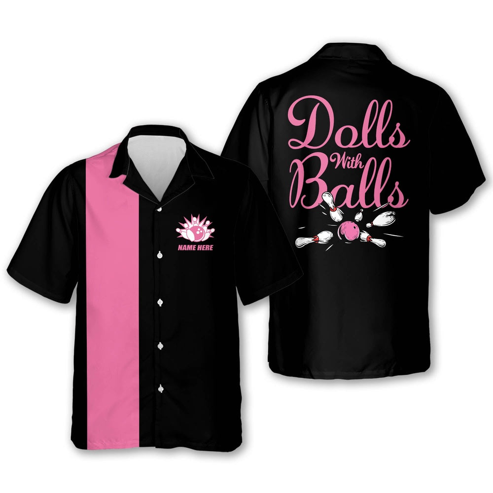 Hawaiian Bowling Shirt, Doll With Balls Hawaiian Shirts Women, Custom Bowling Shirt, Button Up Bowling Shirts
