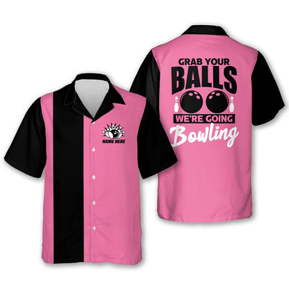 Hawaiian Bowling Shirt, Grab Your Balls Bowling Hawaiian Shirt, Custom Bowling Shirt, Button Up Bowling Shirts
