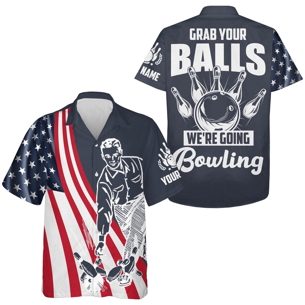 Hawaiian Bowling Shirt, Grab Your Balls We'Re Going Bowling Hawaiian Shirt, Custom Bowling Shirt, Button Up Bowling Shirts