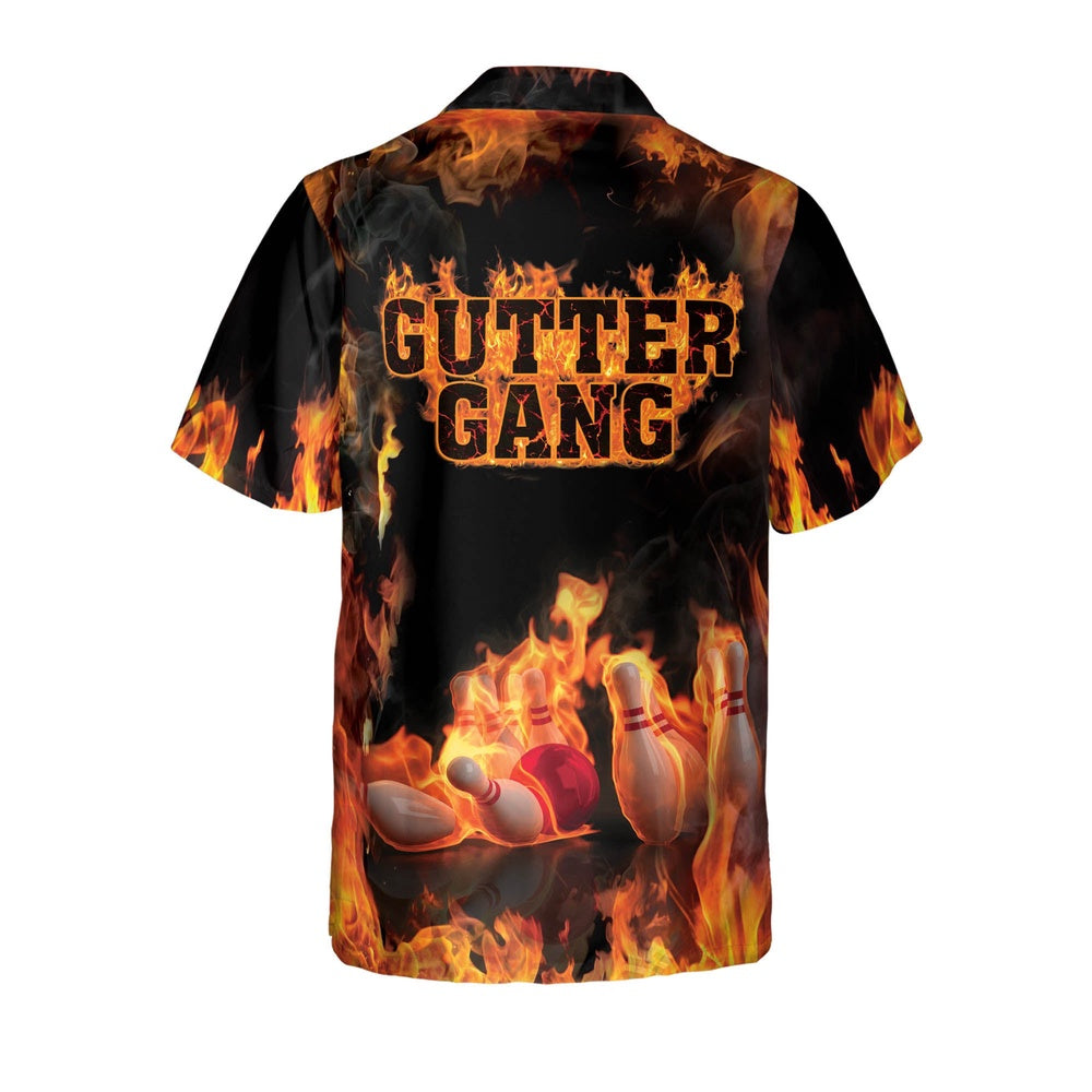 Hawaiian Bowling Shirt, Gutter Gang Hawaiian Bowling Shirts, Custom Bowling Shirt, Button Up Bowling Shirts