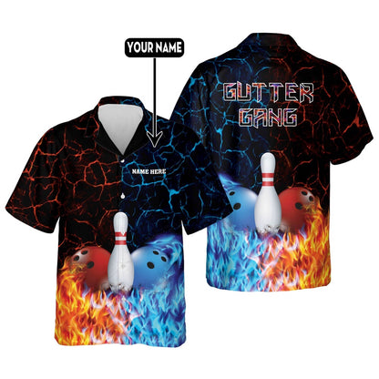 Hawaiian Bowling Shirt, Gutter Gang Hawaiian Shirts Unisex, Custom Bowling Shirt, Button Up Bowling Shirts