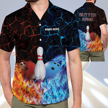 Hawaiian Bowling Shirt, Gutter Gang Hawaiian Shirts Unisex, Custom Bowling Shirt, Button Up Bowling Shirts