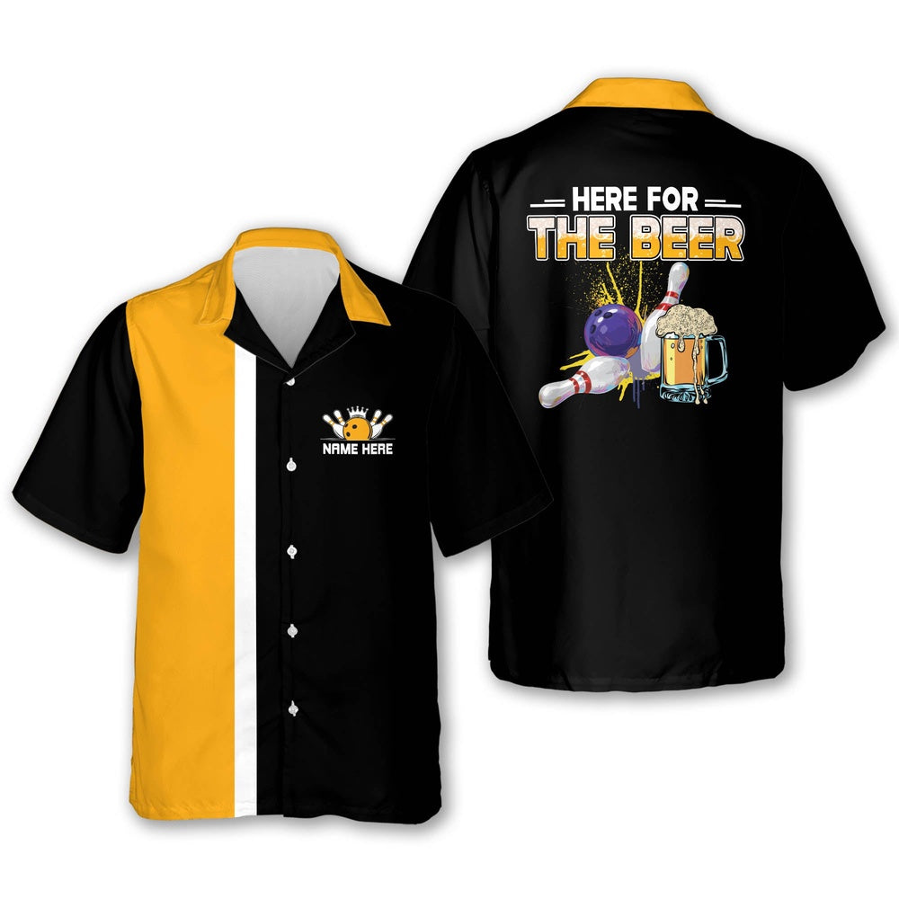 Hawaiian Bowling Shirt, Here For The Beer Bowling Shirts, Custom Bowling Shirt, Button Up Bowling Shirts