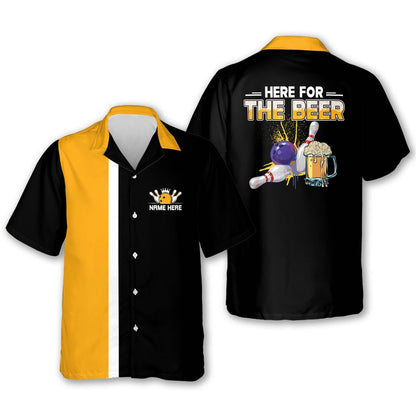 Hawaiian Bowling Shirt, Here For The Beer Bowling Shirts, Custom Bowling Shirt, Button Up Bowling Shirts