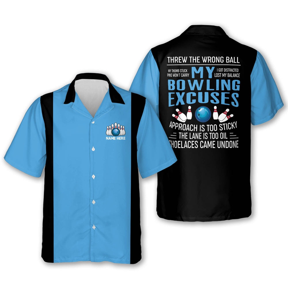 Hawaiian Bowling Shirt, My Bowling Excuses Bowling Shirts, Custom Bowling Shirt, Button Up Bowling Shirts