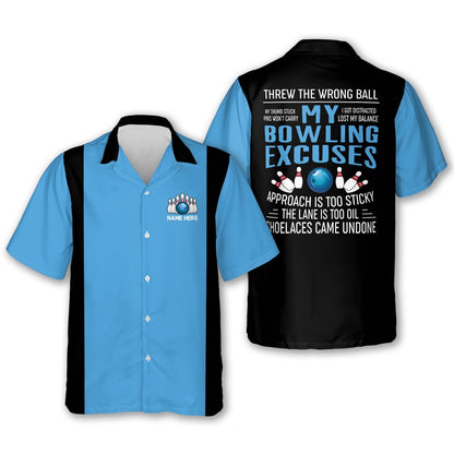 Hawaiian Bowling Shirt, My Bowling Excuses Bowling Shirts, Custom Bowling Shirt, Button Up Bowling Shirts
