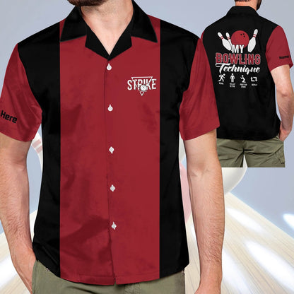 Hawaiian Bowling Shirt, My Bowling Technique Hawaiian Shirt, Custom Bowling Shirt, Button Up Bowling Shirts