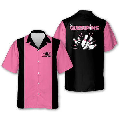 Hawaiian Bowling Shirt, Personalized Hawaiian Shirts For Women, Custom Bowling Shirt, Button Up Bowling Shirts