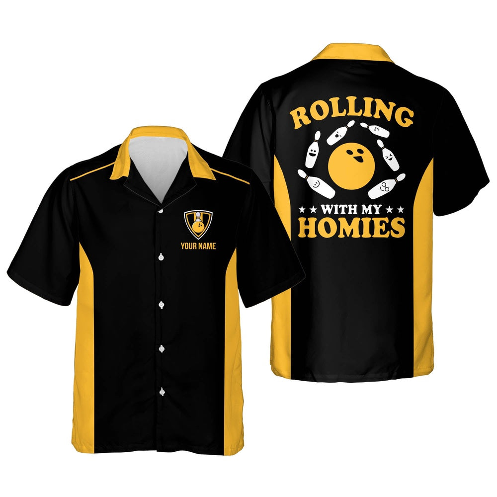 Hawaiian Bowling Shirt, Retro Hawaiian Bowling Shirts Unisex, Custom Bowling Shirt, Button Up Bowling Shirts