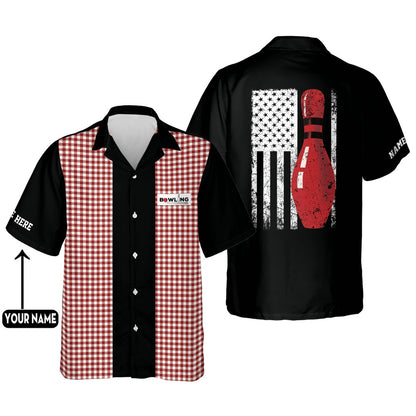Hawaiian Bowling Shirt, Retro Vintage Bowling Casual Hawaiian Shirts, Custom Bowling Shirt, Button Up Bowling Shirts