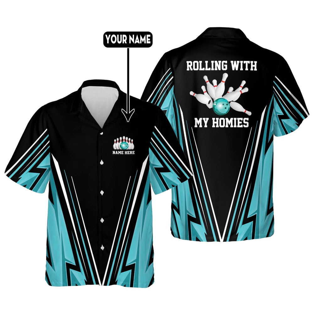 Hawaiian Bowling Shirt, Rolling with My Homies Hawaiian Shirt, Custom Bowling Shirt, Button Up Bowling Shirts