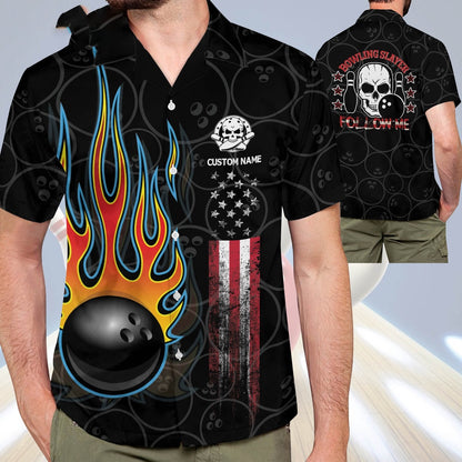 Hawaiian Bowling Shirt, Skull Bowling Slayer Hawaiian Shirt, Custom Bowling Shirt, Button Up Bowling Shirts