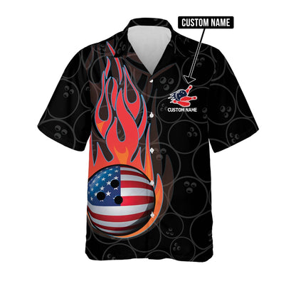 Hawaiian Bowling Shirt, Skull Flame Hawaiian Bowling Shirts, Custom Bowling Shirt, Button Up Bowling Shirts