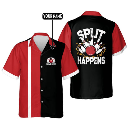 Hawaiian Bowling Shirt, Split Happens Hawaiian Bowling Shirt, Custom Bowling Shirt, Button Up Bowling Shirts